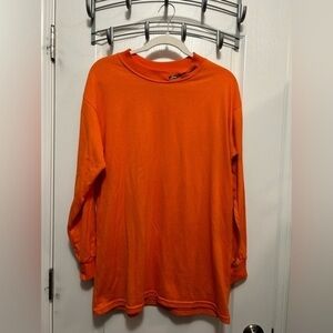 VINTAGE 90s teamwork athletic apparel Mens L long sleeve Tee USA orange workwear